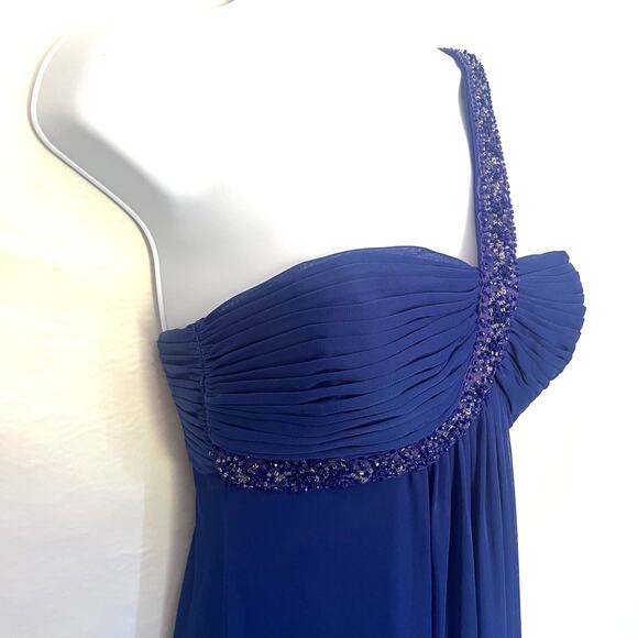 XSCAPE by Joanna Chen Gown Sz 2 Dress Blue Crystal Sheer Babydoll Fairy Y2k - Picture 2 of 16